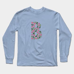 Floral Monogram Letter B Long Sleeve T-Shirt